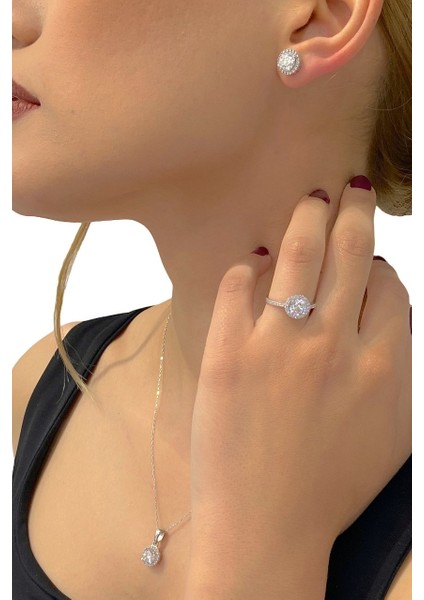 Sertifikalı Swarovski Özel Modeli Tektaş 925 Gümüş Set Takım fiyatları