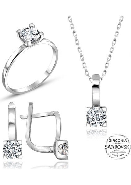 Sertifikalı Swarovski Tektaş Taşlı 925 Gümüş Set Takım fiyatları