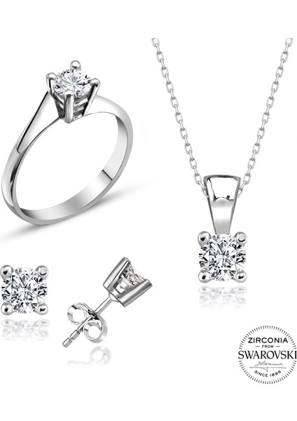 Sertifikalı Swarovski 3 mm Tektaş 925 Gümüş Set Takım fiyatları