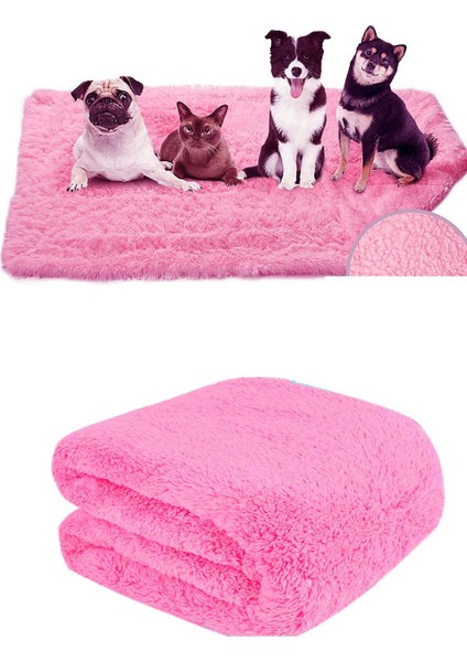 Peluş Pembe Kedi-Köpek Yatağı Battaniyesi Evcil Kedi Minderi Yuvası Evi Örtüsü 60X90 cm