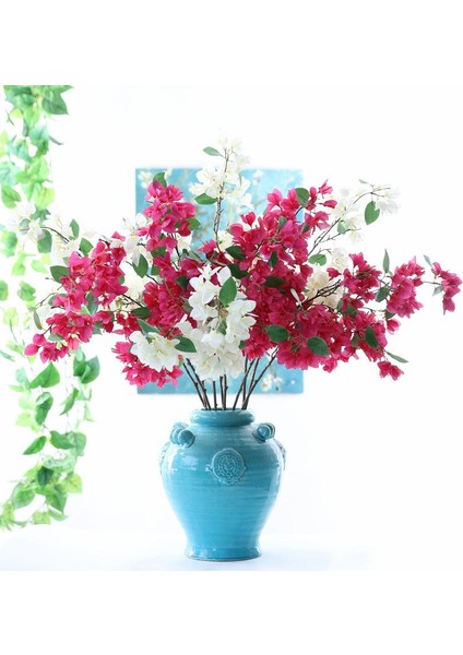 Yapay Çiçek Begonvil Çiçeği Beyaz 80CM Tek Dal Bodrum Çiçeği Sarkan Çiçek