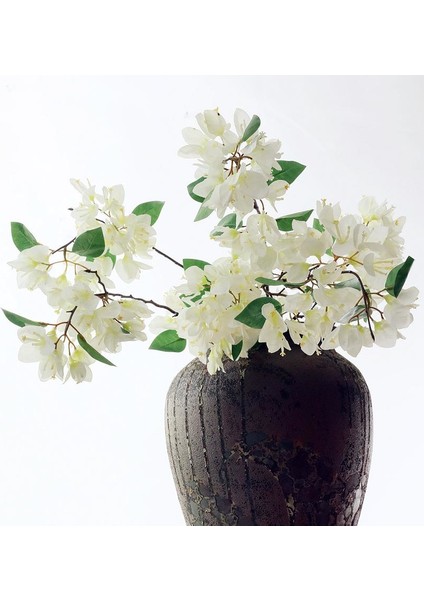 Yapay Çiçek Begonvil Çiçeği Beyaz 80CM Tek Dal Bodrum Çiçeği Sarkan Çiçek