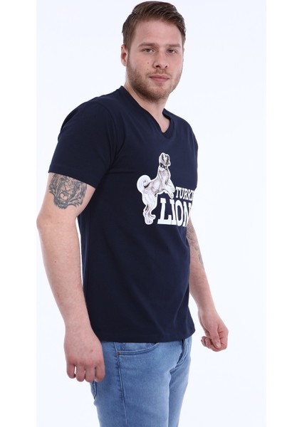 Şahlanan Kangal Baskı V Yaka T-Shirt modelleri