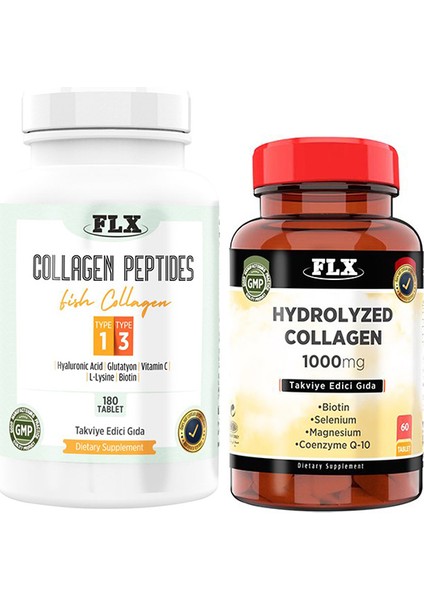 Kollajen Tip 1-3 180 Tablet & Flx Collagen Q10 60 Tablet