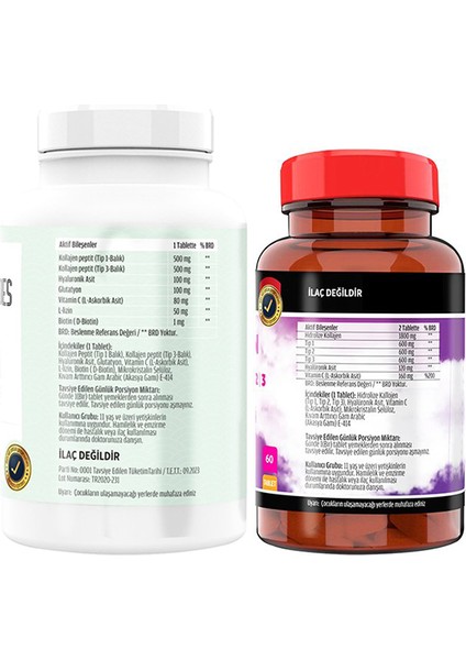 Kollajen Tip 1-3 180 Tablet & Kollajen Tip-1-2-3 60 Tablet