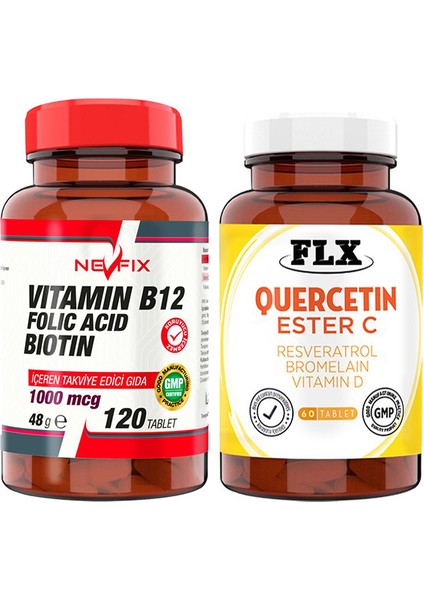 Nevfix Vitamin B12 120 Tablet & Flx Kuersetin Ester C 60 Tablet