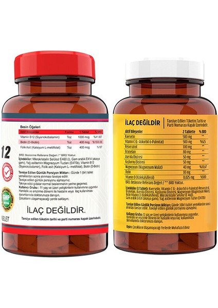 Nevfix Vitamin B12 120 Tablet & Flx Kuersetin Ester C 60 Tablet