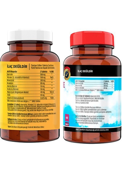 Kuersetin Ester C 60 Tablet & Flx Coenzyme Q-10 200 Mg 60 Tablet