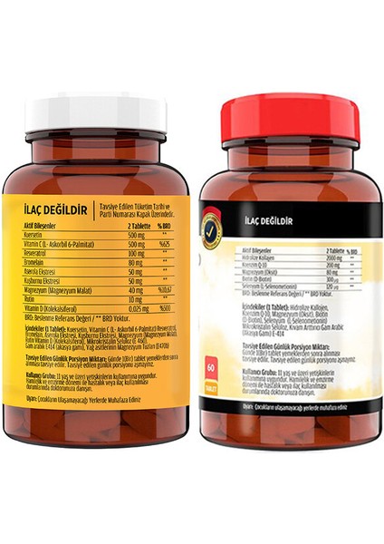 Kuersetin Ester C 60 Tablet & Flx Glukozamine Vitamin D 60 Tablet