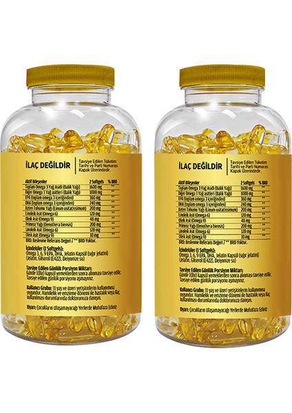 Omega 3 Balık Yağı 180 Softgel 2 Kutu