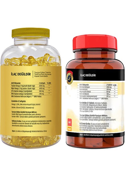 Omega 3 90 Softgel & Flx Kollajen Magnezyum 60 Tablet fiyatları