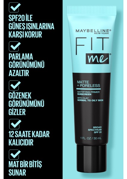 Maybelline New York Fit Me Matte & Poreless Matlaştırcı Makyaj Bazı