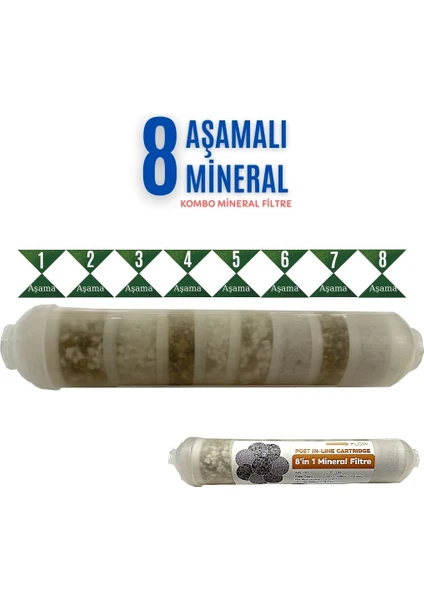 Mineral 8 Li Combo Filtre Su Arıtma Filtresi Alkalin + Detox