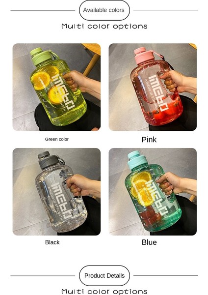 2200 ml Büyük Kapasiteli Spor Su Şişesi - Pembe (Yurt Dışından)