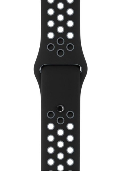 Apple Watch Series SE/10/9/8/7/6/5/4/3 49mm-46mm-45mm-44mm-42mm Uyumlu M/L Delikli Spor Silikon Kordon Siyah fiyatları