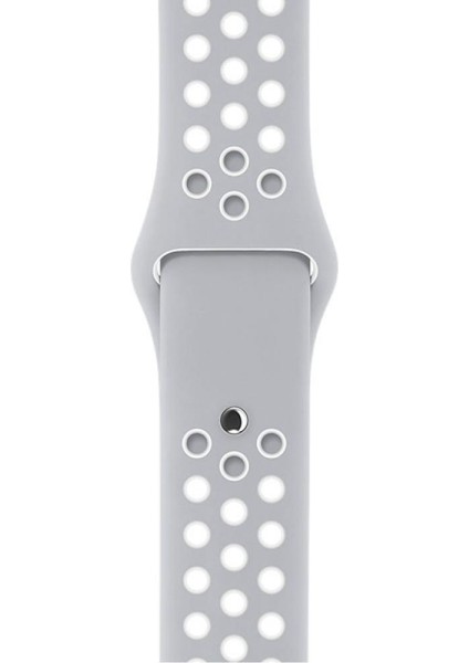 Apple Watch Series SE/10/9/8/7/6/5/4/3 49mm-46mm-45mm-44mm-42mm Uyumlu M/L Delikli Spor Silikon Kordon Gri/Beyaz fiyatları