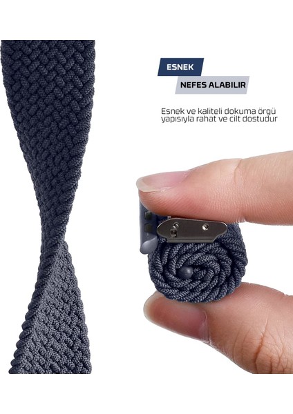 Apple Watch Seri 9 8 7 6 5 4 3 SE 38mm-40mm-41mm Uyumlu Ayarlanabilir Klipsli Örgü Kordon Lacivert fiyatları