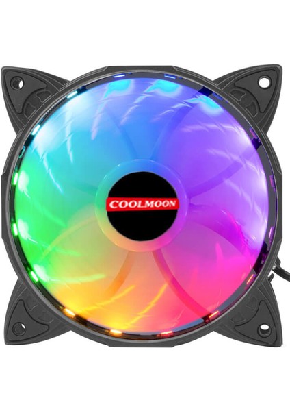 Cool Moon RGB PC Soğutma Fanı 12V RGB 4 Pinli 12 cm Sessiz Kasa Fan