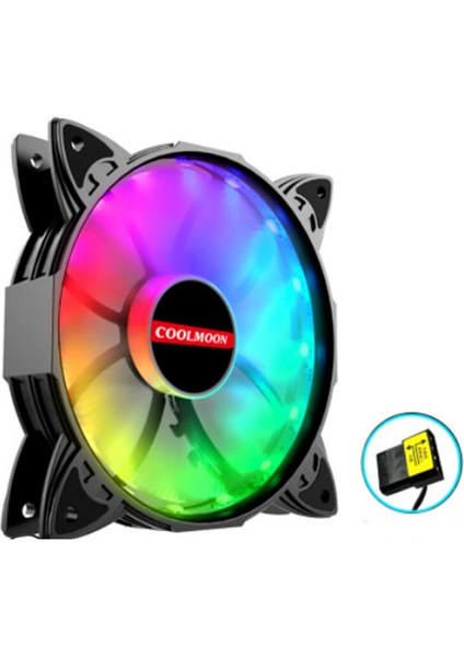 Cool Moon RGB PC Soğutma Fanı 12V RGB 4 Pinli 12 cm Sessiz Kasa Fan