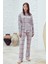 29630 Kadın Pembe Pamuklu Ekose Gömlek Yaka Önden Düğmeli Pijama Takımı 1