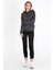 Kadın Antrasit Kapüşonlu Basic Örme Sweatshirt 4