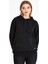 Kadın Siyah Kapüşonlu Basic Örme Sweatshirt 1