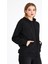 Kadın Siyah Kapüşonlu Basic Örme Sweatshirt 2