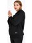 Kadın Siyah Kapüşonlu Basic Örme Sweatshirt 3
