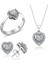 Sertifikalı Swarovski Taşlı Kalp Tektaş 925 Gümüş Set Takım 1