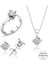 Sertifikalı Swarovski Taşlı Tek Taş 925 Gümüş Set Takım 2