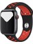 Apple Watch Series SE/10/9/8/7/6/5/4/3 49mm-46mm-45mm-44mm-42mm Uyumlu M/L Delikli Spor Silikon Kordon Siyah/Kırmızı 1