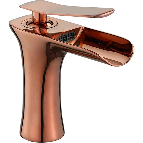 Fkn Şelale Lavabo Bataryası Pvd Rose Gold - Aç - Kapa