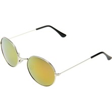 Zsykd Oval Retro UV400 Uv Koruma Metal Çerçeve Ac Lens Güneş Gözlüğü Gümüş Kırmızı (Yurt Dışından)