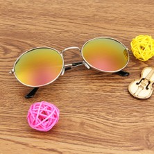 Zsykd Oval Retro UV400 Uv Koruma Metal Çerçeve Ac Lens Güneş Gözlüğü Gümüş Kırmızı (Yurt Dışından)