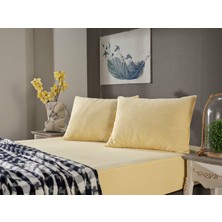 Doqu Home Penye Lastikli Çarşaf  Çift King Size Sarı (Yastık Kılıflı)