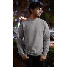 Raf Coll Gri Melanj Oversize Bisiklet Yaka Sweatshirt