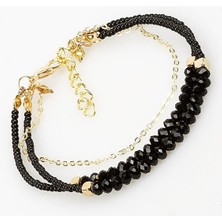 BijuStore Siyah Kristal Taş Ikili Kadın Bileklik