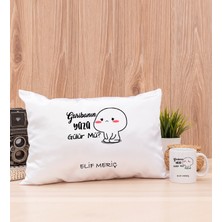 Hediye Dükkanı Kişiye Özel Garibanın Yüzü Gülür Mü Esprili Beyaz Kupa Bardak ve Dikdörtgen Yastık