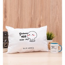 Hediye Dükkanı Kişiye Özel Garibanın Yüzü Gülür Mü Esprili Mavi Kupa Bardak ve Dikdörtgen Yastık