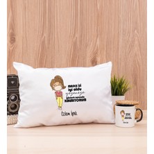 Hediye Dükkanı Kişiye Özel Maske Işi Iyi Oldu Tasarım Esprili Siyah Kupa Bardak ve Dikdörtgen Yastık