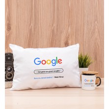 Hediye Dükkanı Kişiye Özel Google Tasarım Esprili Siyah Kupa Bardak ve Dikdörtgen Yastık