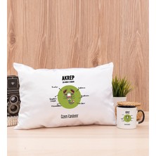 Hediye Dükkanı Kişiye Özel Akrep Burcuna Hediye Siyah Kupa Bardak ve Dikdörtgen Yastık