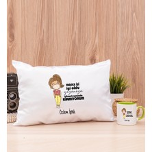 Hediye Dükkanı Kişiye Özel Maske Işi Iyi Oldu Tasarım Esprili Yeşil Kupa Bardak ve Dikdörtgen Yastık