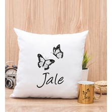 Hediye Dükkanı Kişiye Özel Kelebekler Uçuyor Isimli Gold Kupa Bardak ve Kare Yastık