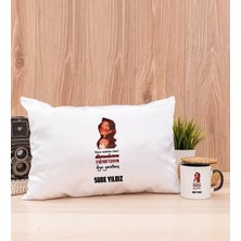 Hediye Dükkanı Kişiye Özel Kudurtayım Diye Tasarım Esprili Siyah Kupa Bardak ve Dikdörtgen Yastık