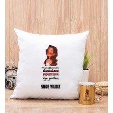 Hediye Dükkanı Kişiye Özel Kudurtayım Diye Tasarım Esprili Gold Kupa Bardak ve Kare Yastık