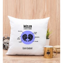 Hediye Dükkanı Kişiye Özel Ikizler Burcuna Hediye Gold Kupa Bardak ve Kare Yastık