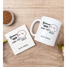 Hediye Dükkanı Kişiye Özel Garibanın Yüzü Gülür Mü Esprili Beyaz Kupa Bardak ve Bardak Altlığı