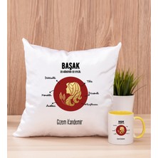 Hediye Dükkanı Kişiye Özel Başak Burcuna Hediye Sarı Kupa Bardak ve Kare Yastık
