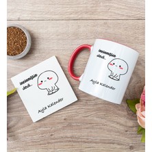 Hediye Dükkanı Kişiye Özel Incinmişsin Dedi Tasarım Esprili Kırmızı Kupa Bardak ve Bardak Altlığı